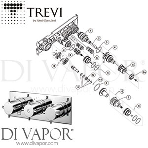 Trevi Oposta Thermostatic Shower Built-In 3 Control Shower Spare Parts A5602AA - IDL DV 401